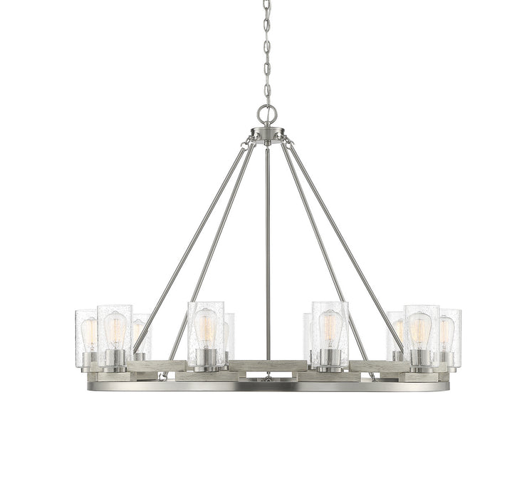 Lighting One E V6-L1-7602-10-165 Ten Light Chandelier, Satin Nickel W/ Greywood