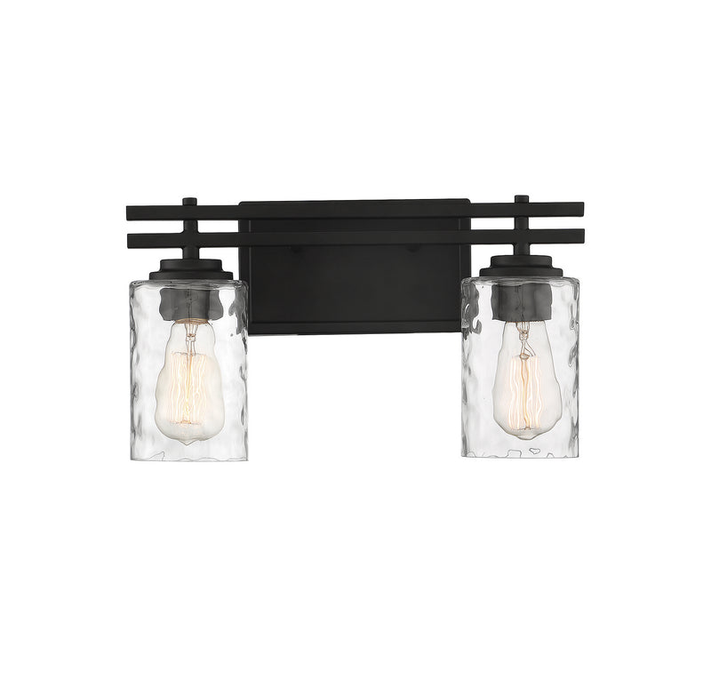 Lighting One E V6-L8-6090-2-BK Two Light Bathroom Vanity, Matte Black