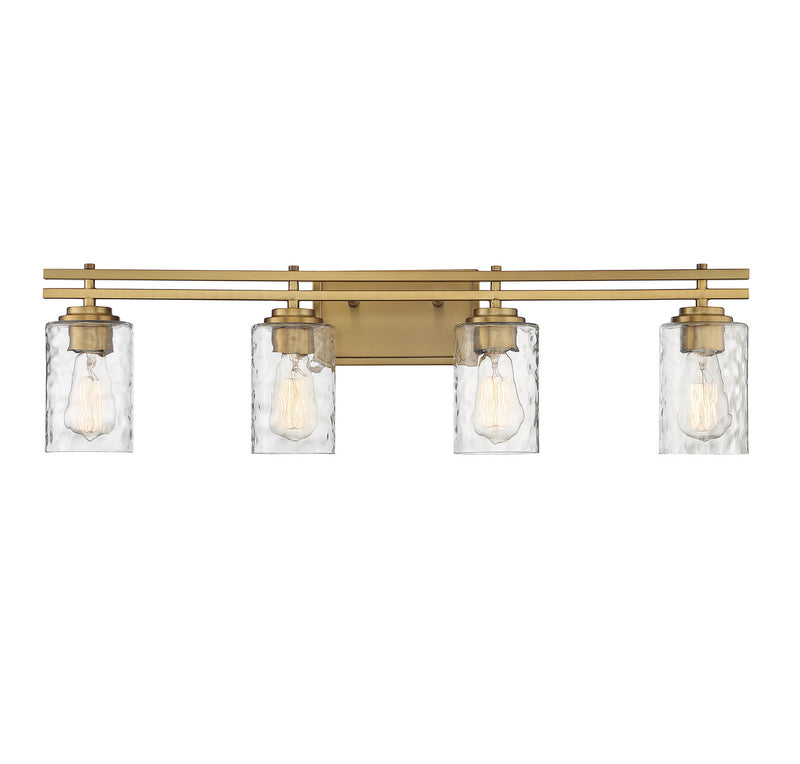 Lighting One E V6-L8-6090-4-322 Four Light Bathroom Vanity, Warm Brass
