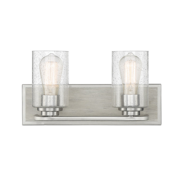 Lighting One E V6-L8-7609-2-165 Two Light Bathroom Vanity, Satin Nickel W/ Greywood