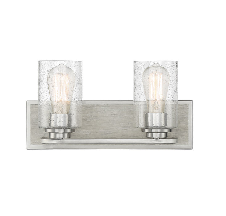 Lighting One E V6-L8-7609-2-165 Two Light Bathroom Vanity, Satin Nickel W/ Greywood