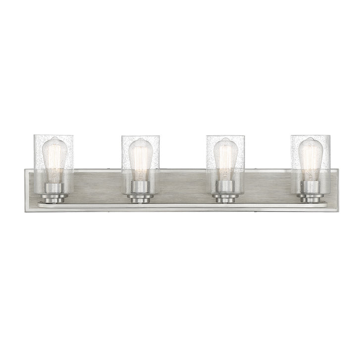 Lighting One E V6-L8-7609-4-165 Four Light Bathroom Vanity, Satin Nickel W/ Greywood