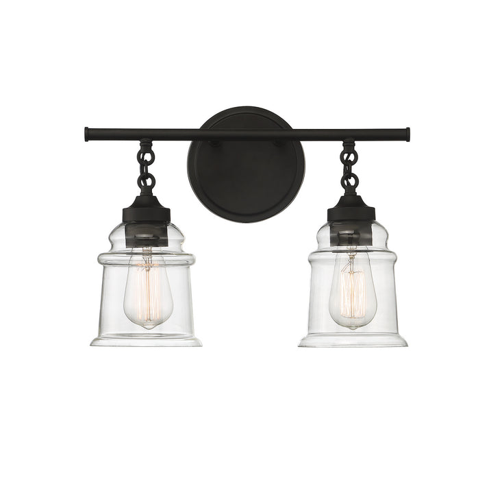Lighting One E V6-L8-8055-2-BK Two Light Bathroom Vanity, Matte Black