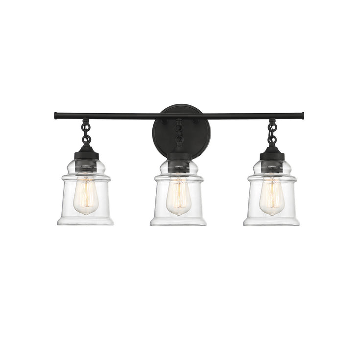 Lighting One E V6-L8-8055-3-BK Three Light Bathroom Vanity, Matte Black