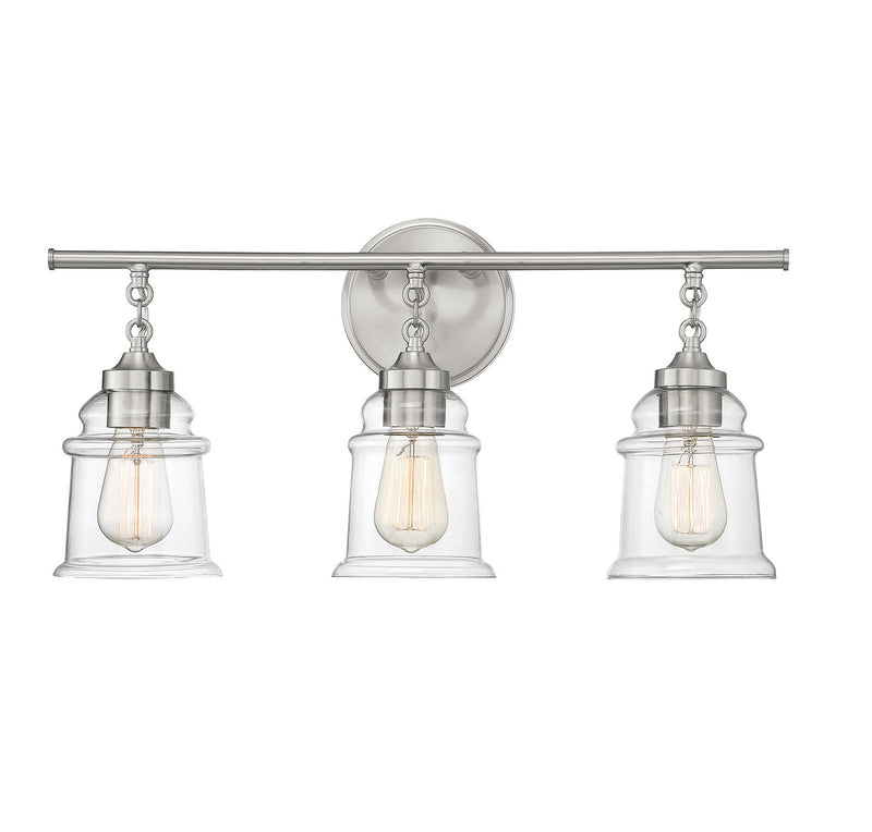 Lighting One E V6-L8-8055-3-SN Three Light Bathroom Vanity, Satin Nickel