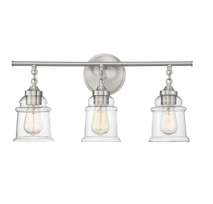 Lighting One E V6-L8-8055-3-SN Three Light Bathroom Vanity, Satin Nickel
