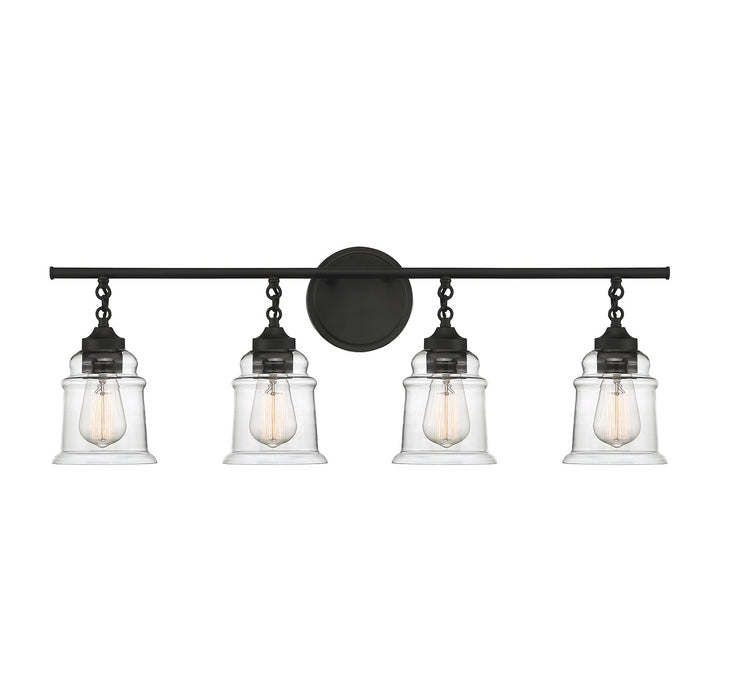 Lighting One E V6-L8-8055-4-BK Four Light Bathroom Vanity, Matte Black