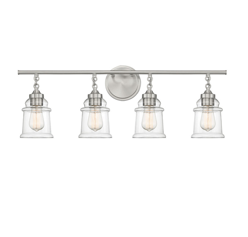 Lighting One E V6-L8-8055-4-SN Four Light Bathroom Vanity, Satin Nickel