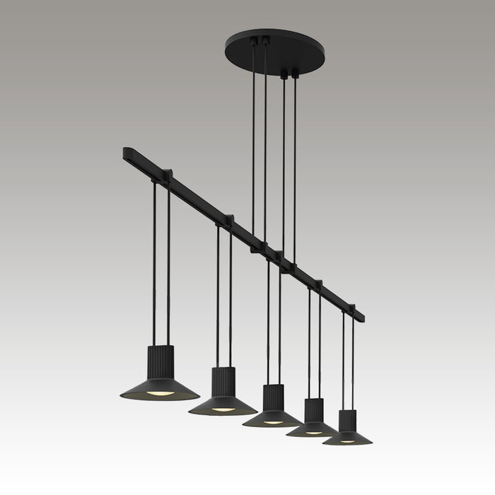 Sonneman S1A36K-JR18XX09-RP11 Five Light Pendant, Satin Black