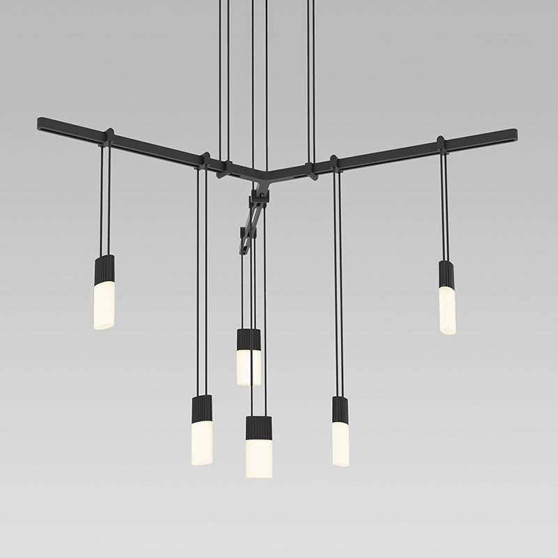 Sonneman S1C24K-JR18XX28-RP02 Six Light Pendant, Satin Black