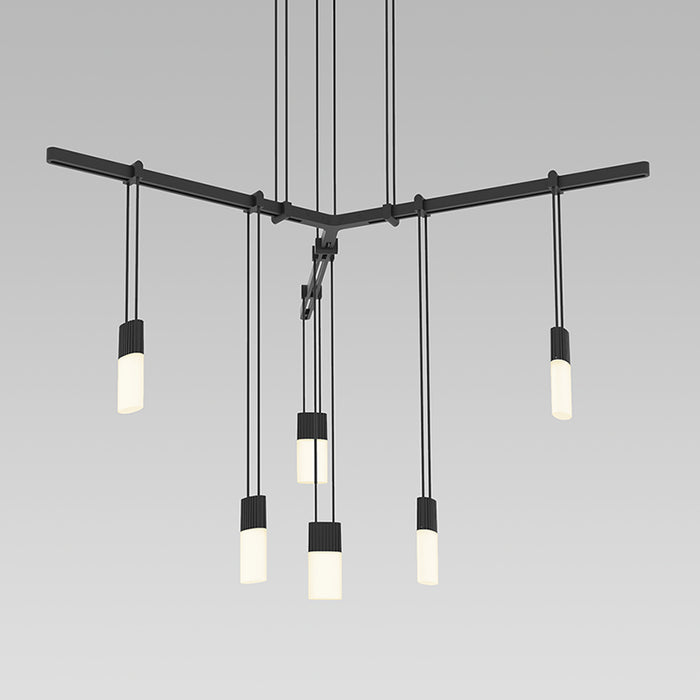 Sonneman S1C24K-JR18XX28-RP02 Six Light Pendant, Satin Black