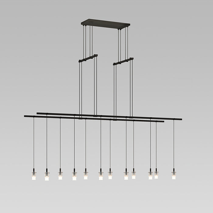Sonneman S1G48K-JR181818-CL02 12 Light Pendant, Satin Black