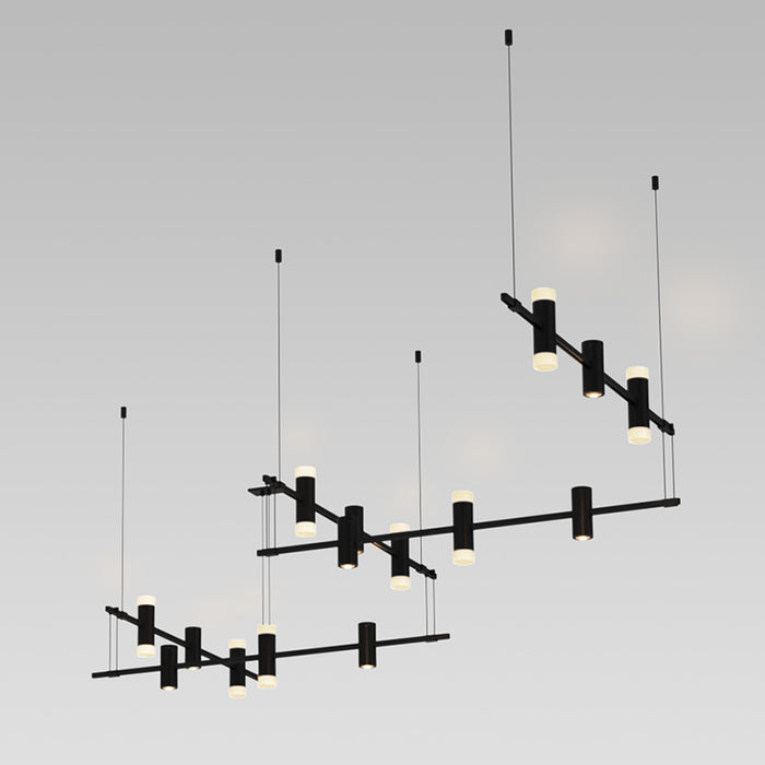 Sonneman SLS0159 Seven Light Pendant, Satin Black