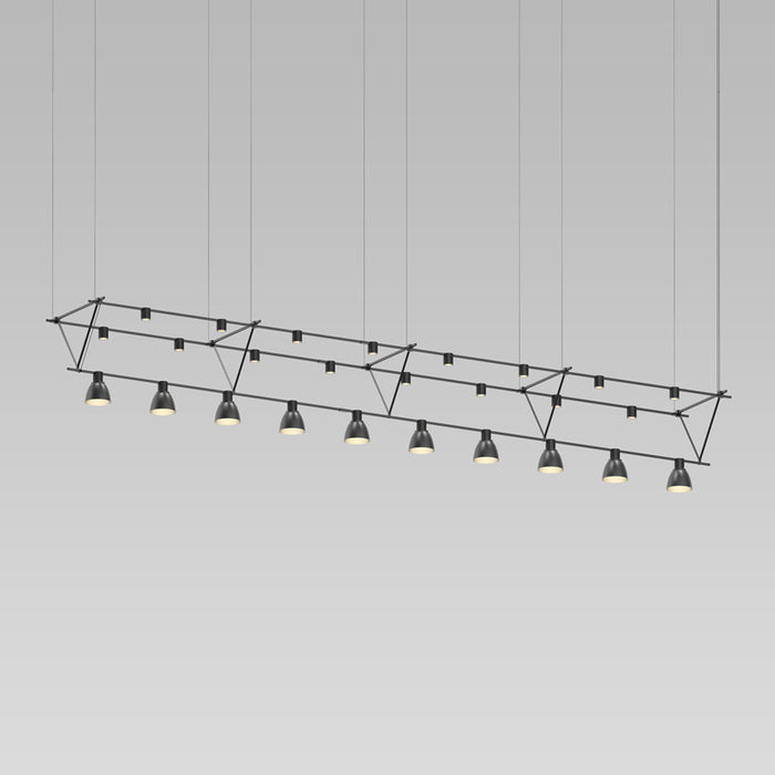 Sonneman SLS1144 Ten Light Pendant, Satin Black