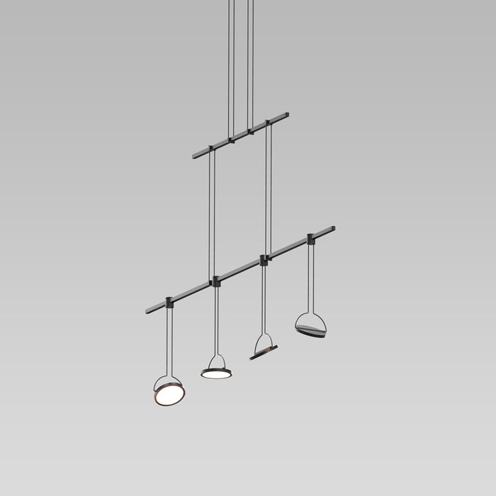 Sonneman SLS1155 Four Light Pendant, Satin Black