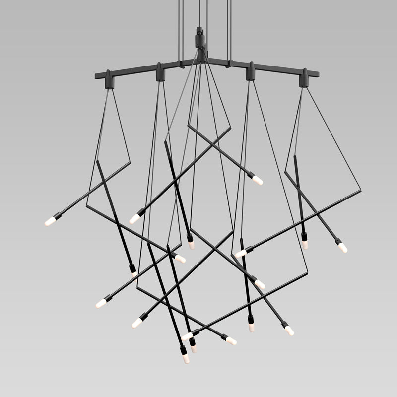 Sonneman SLS1165 Six Light Pendant, Satin Black