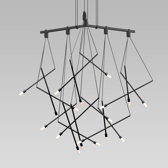 Sonneman SLS1165 Six Light Pendant, Satin Black
