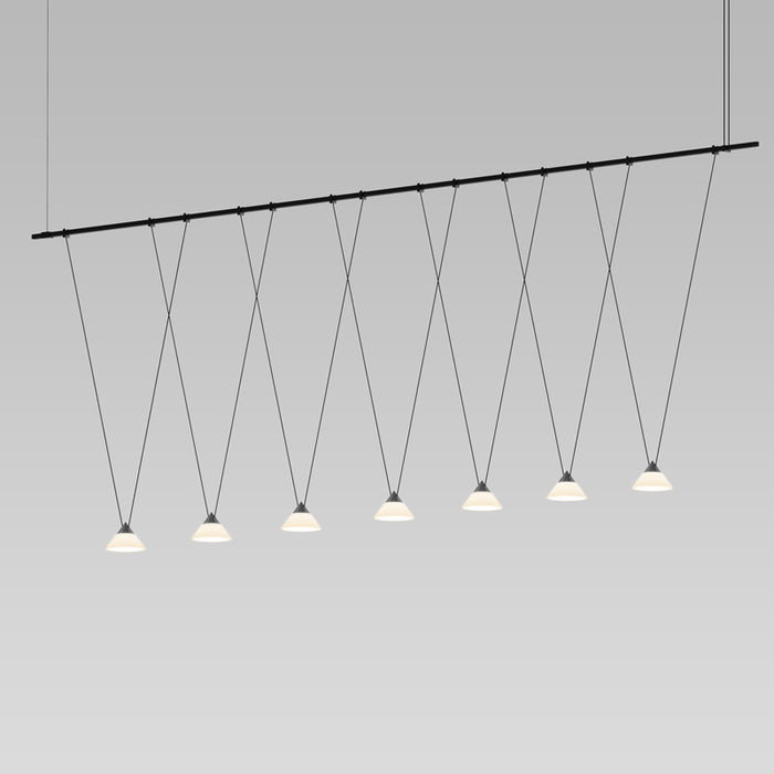 Sonneman SLS1167 Seven Light Pendant, Satin Black