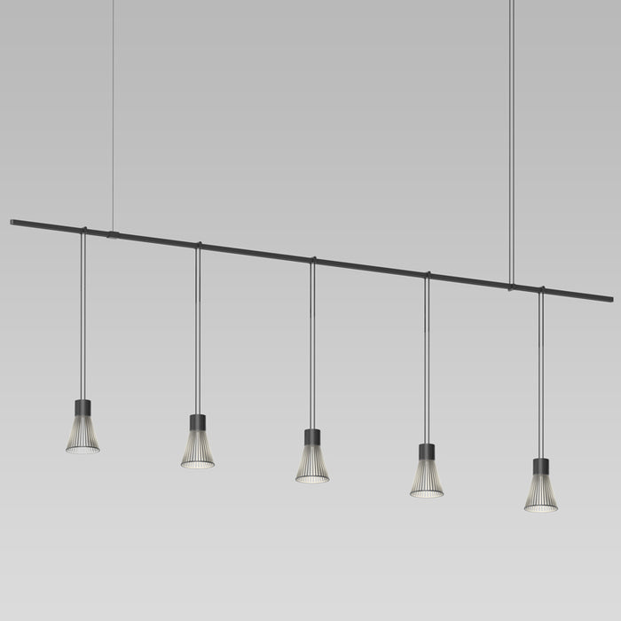Sonneman SLS1283 Five Light Pendant, Satin Black