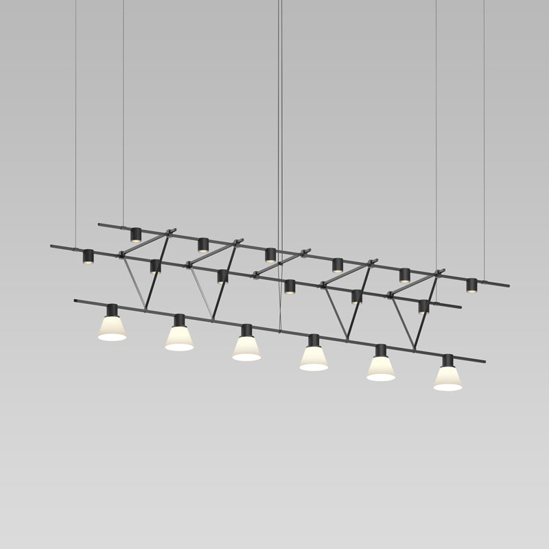Sonneman SLS1285 Six Light Pendant, Satin Black