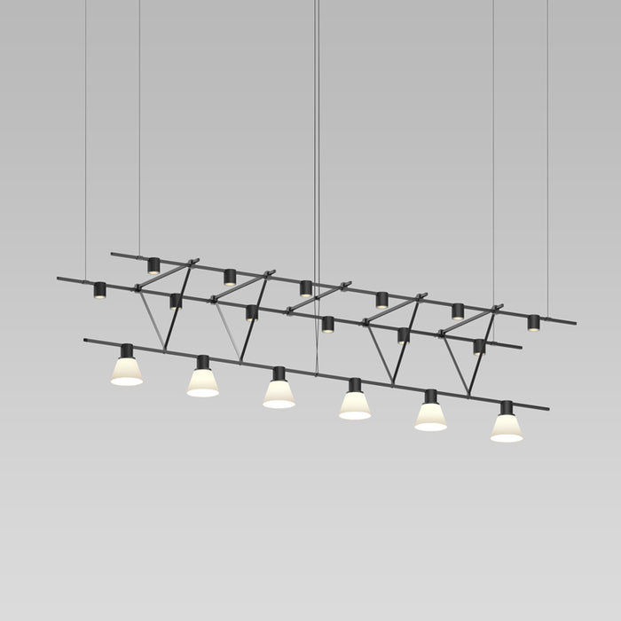 Sonneman SLS1285 Six Light Pendant, Satin Black