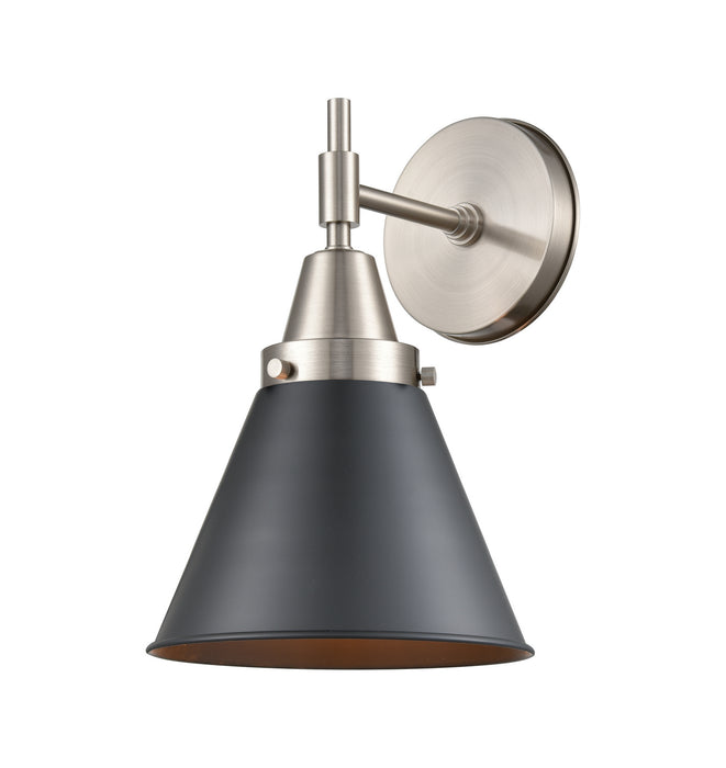 Innovations 447-1W-SN-M13-BK One Light Wall Sconce, Satin Nickel