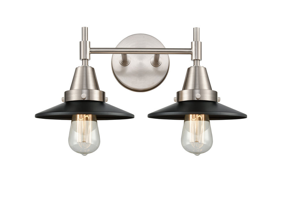 Innovations 447-2W-SN-M6-BK Two Light Bath Vanity, Satin Nickel