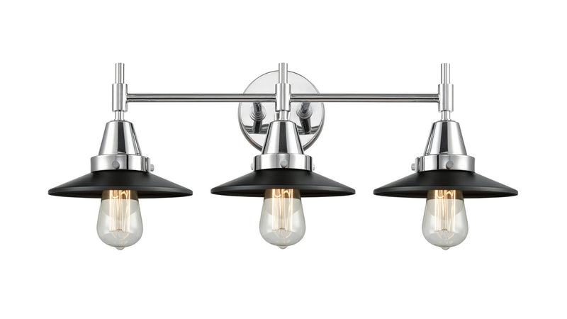 Innovations 447-3W-PC-M6-BK Three Light Bath Vanity, Polished Chrome