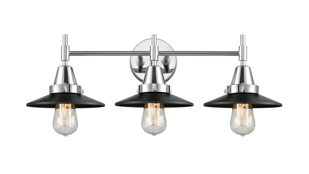 Innovations 447-3W-PC-M6-BK Three Light Bath Vanity, Polished Chrome