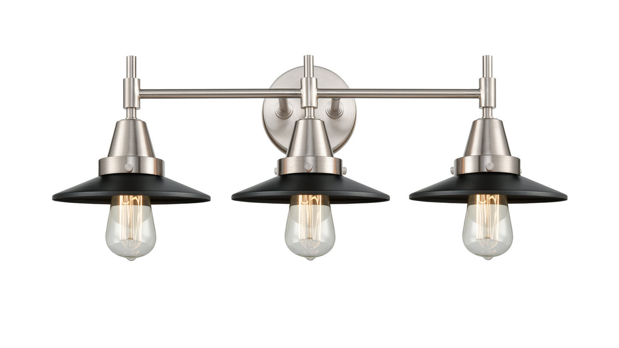Innovations 447-3W-SN-M6-BK Three Light Bath Vanity, Satin Nickel