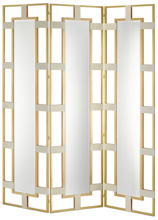 Currey and Company 1000-0084 Mirror, Cream/Brushed Brass/Mirror