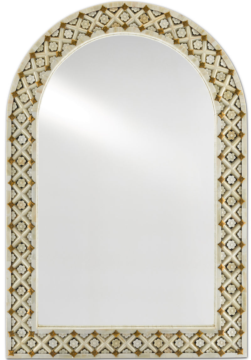 Currey and Company 1000-0089 Mirror, Natural Bone/Brass/Mirror
