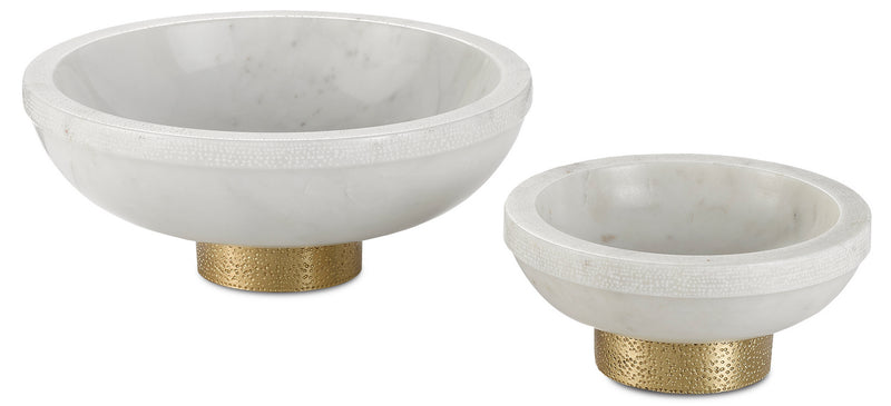Currey and Company 1200-0170 Bowl, White/Brass