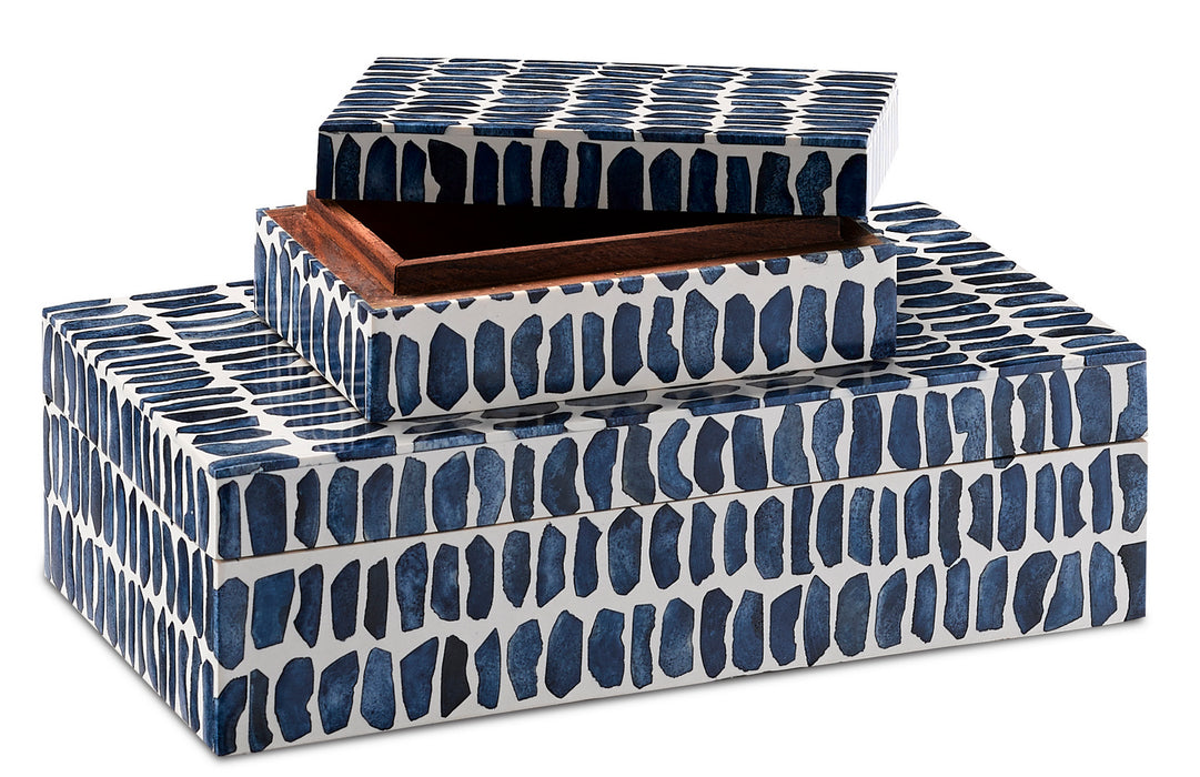 Currey and Company 1200-0199 Box Set, Navy/White/Natural