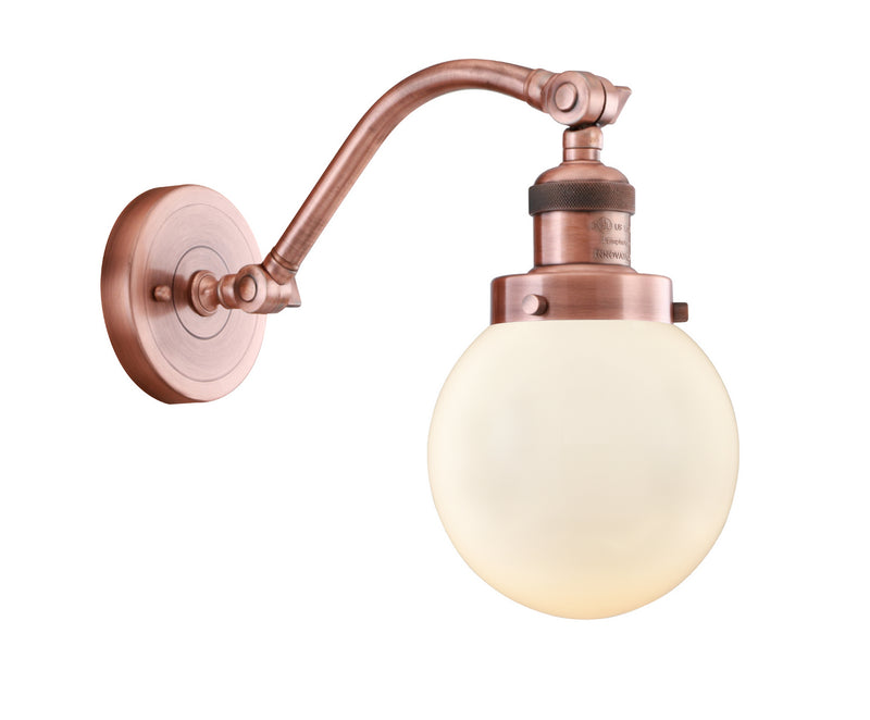 Innovations 515-1W-AC-G201-6 One Light Wall Sconce, Antique Copper