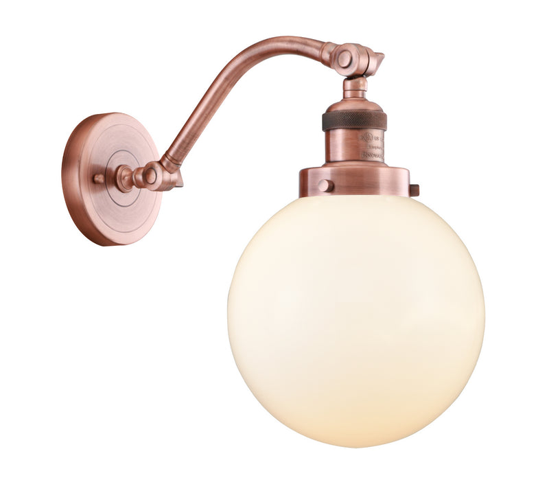 Innovations 515-1W-AC-G201-8 One Light Wall Sconce, Antique Copper