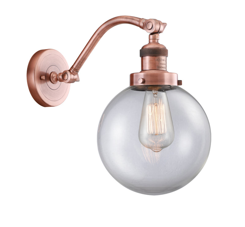 Innovations 515-1W-AC-G202-8 One Light Wall Sconce, Antique Copper