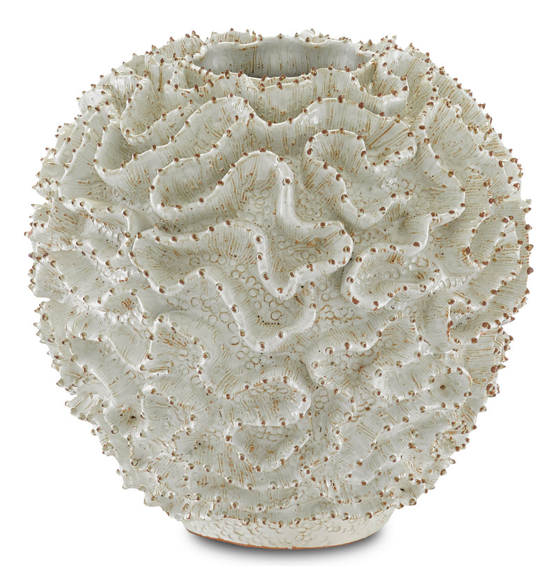 Currey and Company 1200-0296 Vase, White/Gold