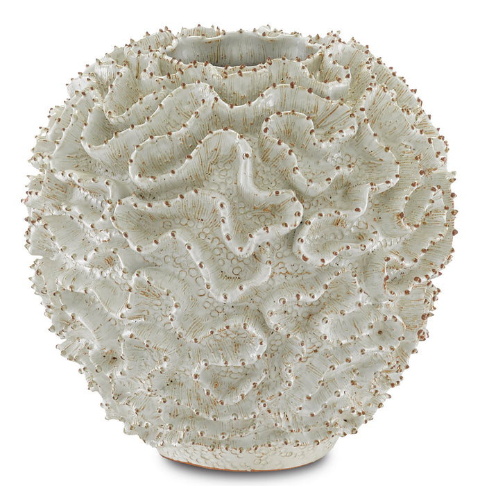 Currey and Company 1200-0296 Vase, White/Gold