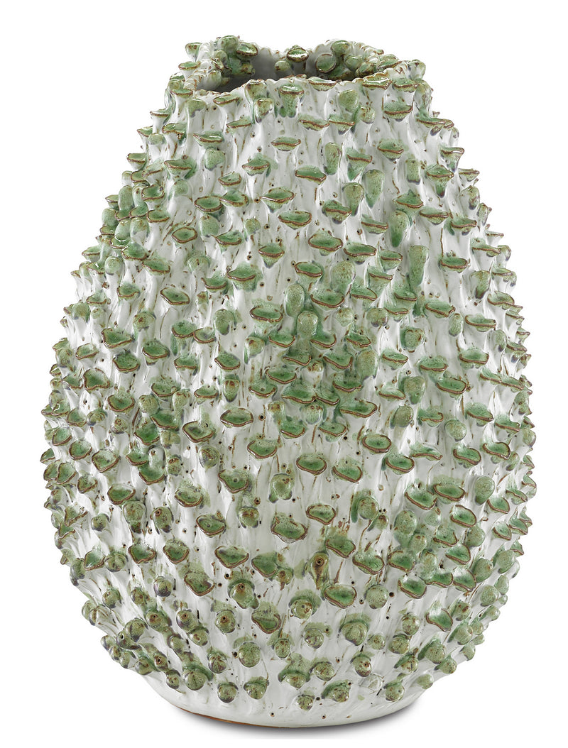 Currey and Company 1200-0301 Vase, White/Green
