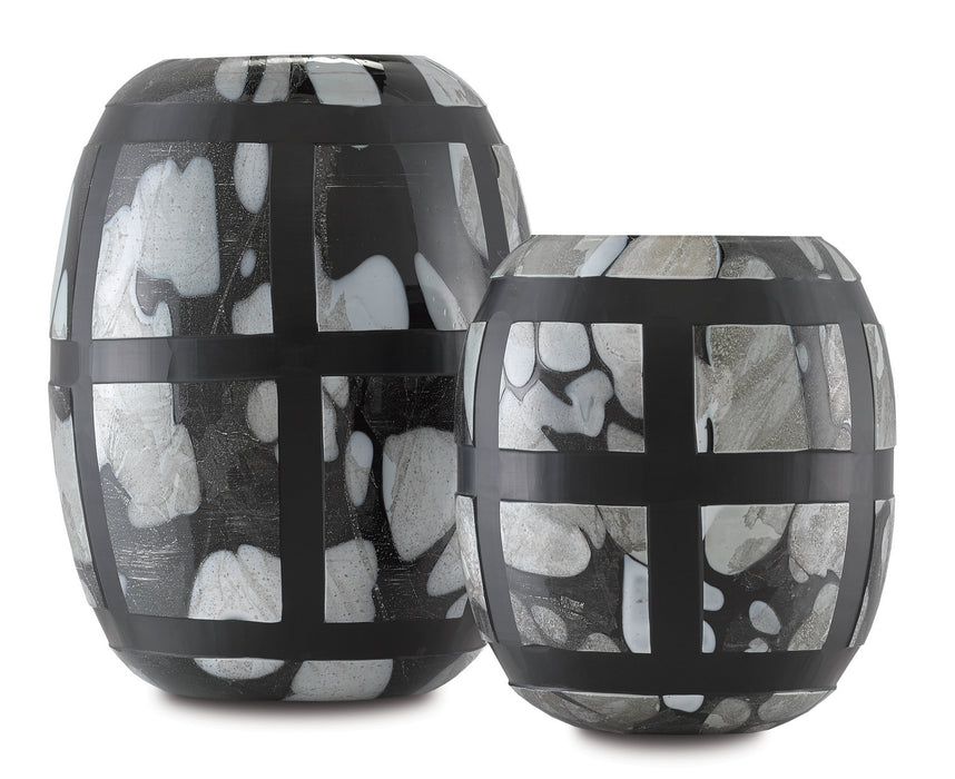 Currey and Company 1200-0377 Vases Set of 2, Black/Multi Spotted/Handcut