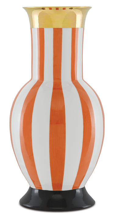 Currey and Company 1200-0391 Vase, Orange/White/Gold/Black
