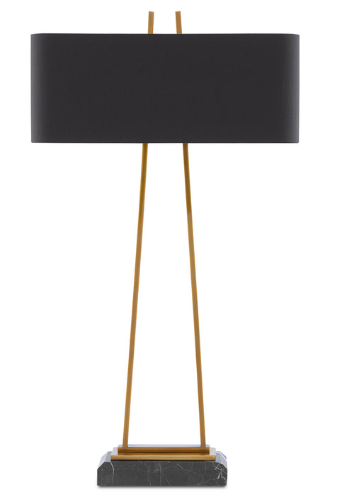 Currey and Company 6000-0566 Two Light Table Lamp, Antique Brass/Black