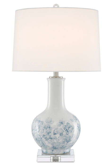 Currey and Company 6000-0581 One Light Table Lamp, White/Blue/Clear/Polished Nickel