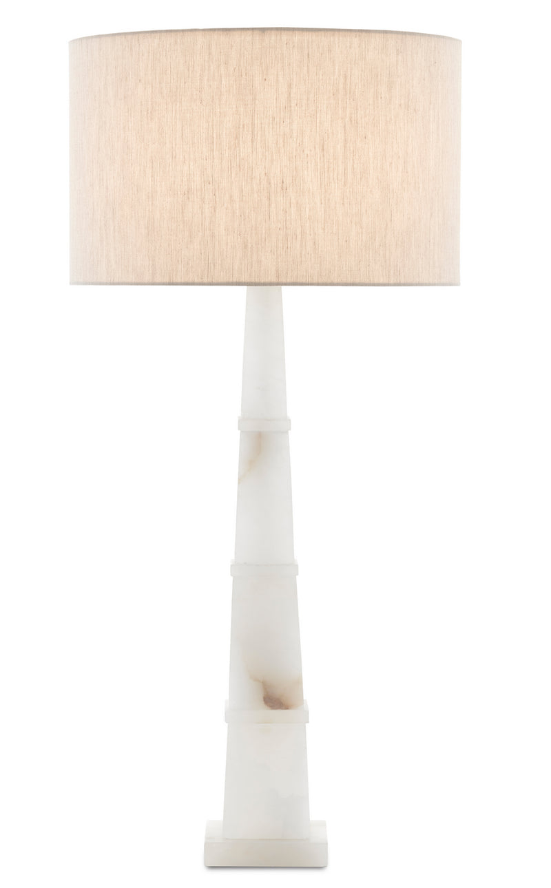 Currey and Company 6000-0595 One Light Table Lamp, Alabaster/Polished Nickel