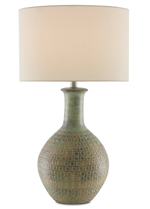 Currey and Company 6000-0611 One Light Table Lamp, Dark Moss Green/Gold