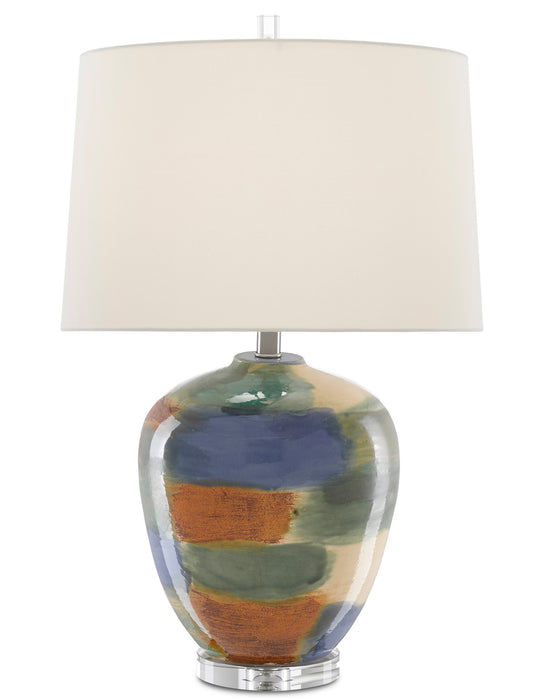 Currey and Company 6000-0613 One Light Table Lamp, Blue/Green/Sand/Rust/Clear