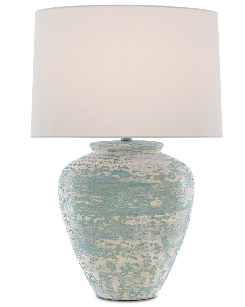 Currey and Company 6000-0617 One Light Table Lamp, Aqua/Cream