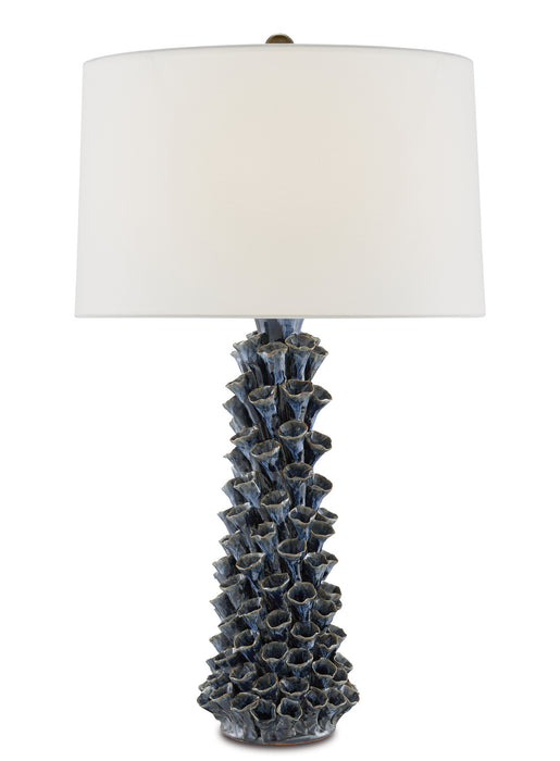 Currey and Company 6000-0683 One Light Table Lamp, Blue Drip Glaze