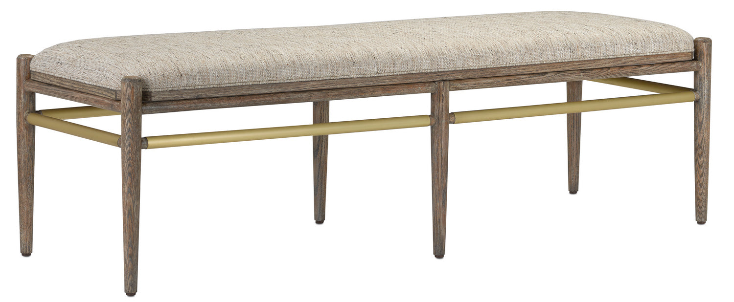 Currey and Company 7000-0302 Bench, Light Pepper/Brushed Brass